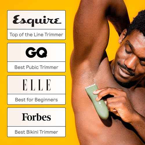 MERIDIAN The Trimmer Original - Body Hair Trimmer for Men, Electric Shaver for Pubic Hair, Chest, Legs & Bikini, Waterproof & Rechargeable, Sage