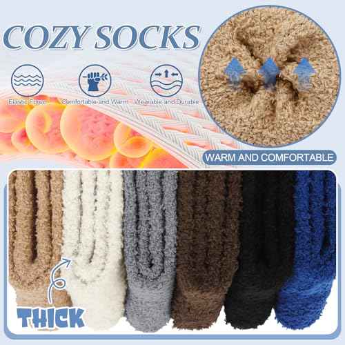 YSense 6 Pairs Women Fuzzy Fluffy Socks Cozy Slipper Socks Warm Soft Winter Plush Home Sleeping Socks Gifts
