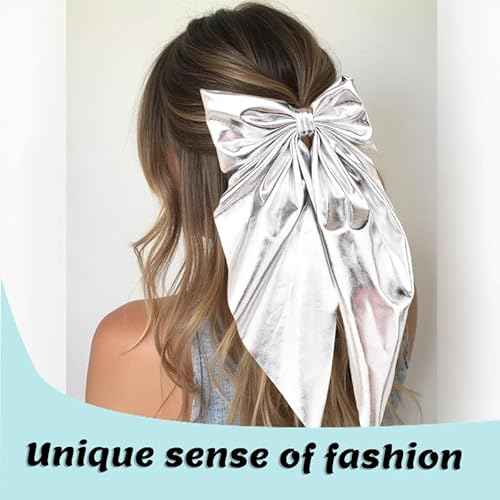 Large Hair Bow Clips for Women Bow Barrettes Women Thin Thick Hair Accessories Bowknot Hair Clip Long Ribbon Bows Clips Spring Clip Barrette Bows Accessories for Girls Birthday Gifts 2pcs