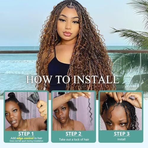 Human Braiding Hair 3 Bundles/Pack 150g Highlight 4/27 Curly Water Wave Bulk Hair for Braiding No Weft 12A Brazilian Virgin Human braiding Hair for Boho Braids (Highlight 4/27 Color, 20 inch)