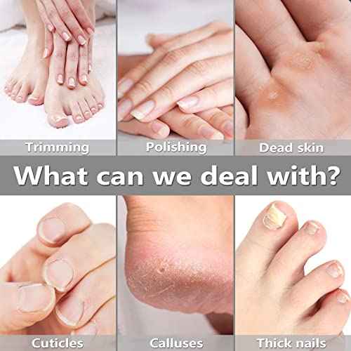 Professional Manicure Pedicure Set - Cordless Electric Foot Nail Care Trimmer Buffer Tools - 5 Speeds, Rechargeable, Thick Nails (Red)