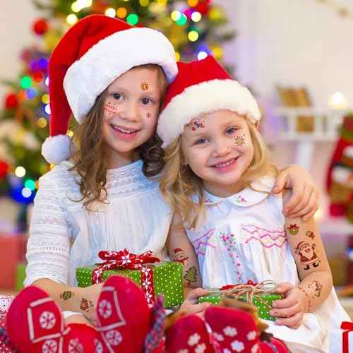 36 Sheets Christmas Temporary Tattoos for Kids Girls Boys, 252+ PCS Xmas Tree Santa Claus Tattoos Stickers Women, Christmas Stocking Stuffers Gifts Fake Tattoos for Adult Party Supplies Favors Decors