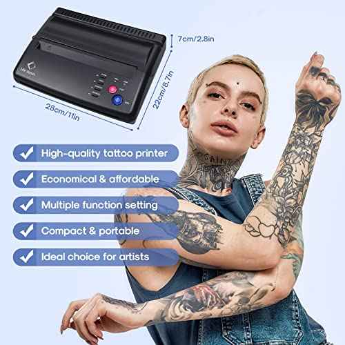 LifeBasis Tattoo Transfer Stencil Printer Tattoo Thermal Copier with 30PCS Stencil Transfer Paper Thermal Tattooing Printer Machine for Tattoo Artists & Beginners, Black