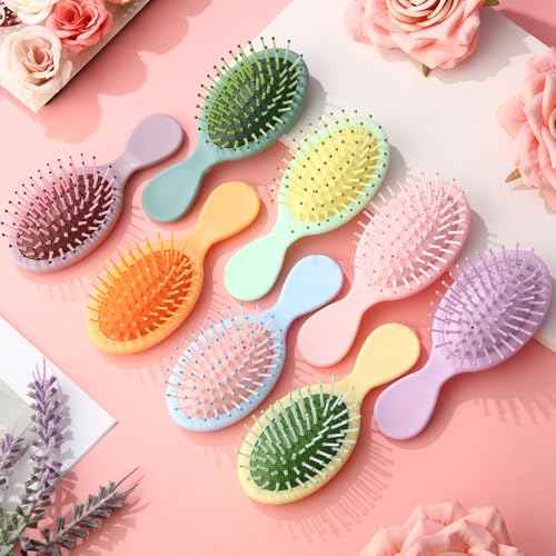8 Pcs Mini Hair Brush for Girls,Colorful Small Hair Brush Pocket Travel Mini Hair Wet Brush Makeup Party Favors for Home,Bridesmaid,Birthday,Christmas