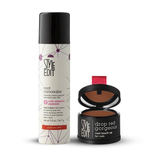 Style Edit Root Concealer Spray and Root Touch Up powder, to Cover Up Roots and Grays, Medium Red Hair Color