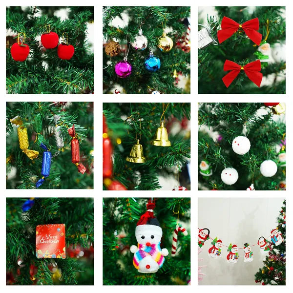 6ft Artificial Christmas Tree with LED Lights & 195 Pendants