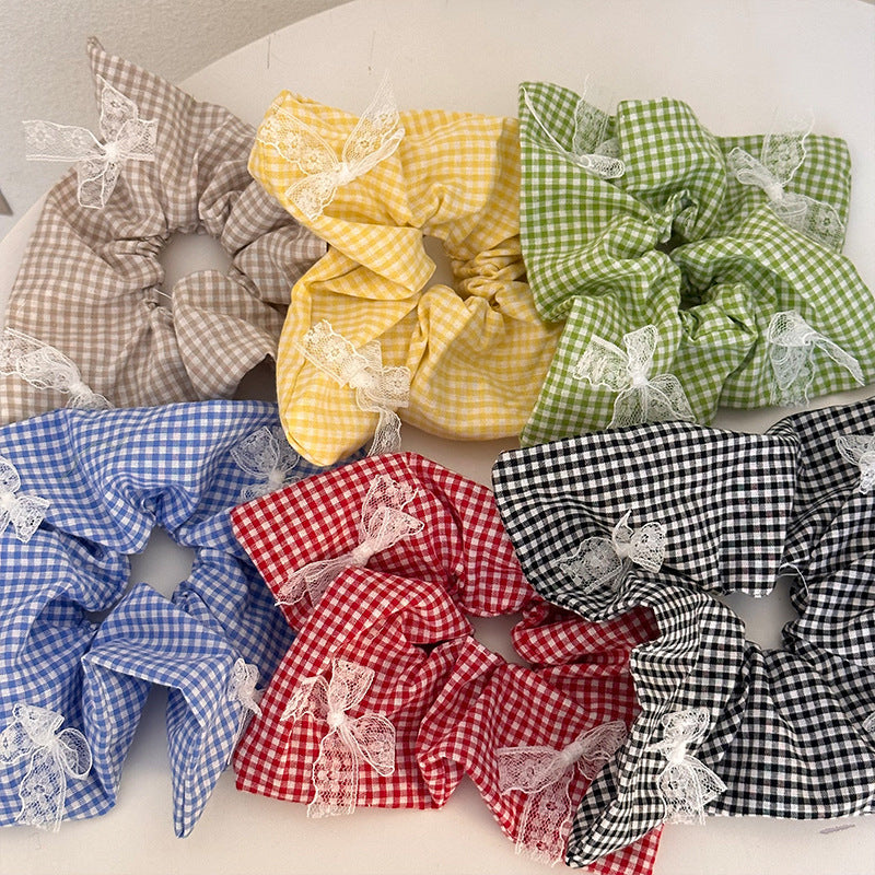Vintage Plaid Square Scrunchie