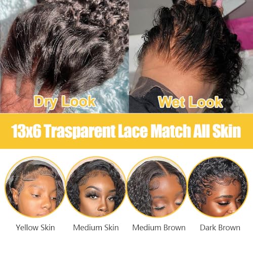 Deep Wave Lace Front Wigs Human Hair for Women 22 Inch Hd Lace Frontal Wig 13x6 Deep Curly Wig Human Hair Lace Front Wigs Pre Plucked 180 Density Natural Color