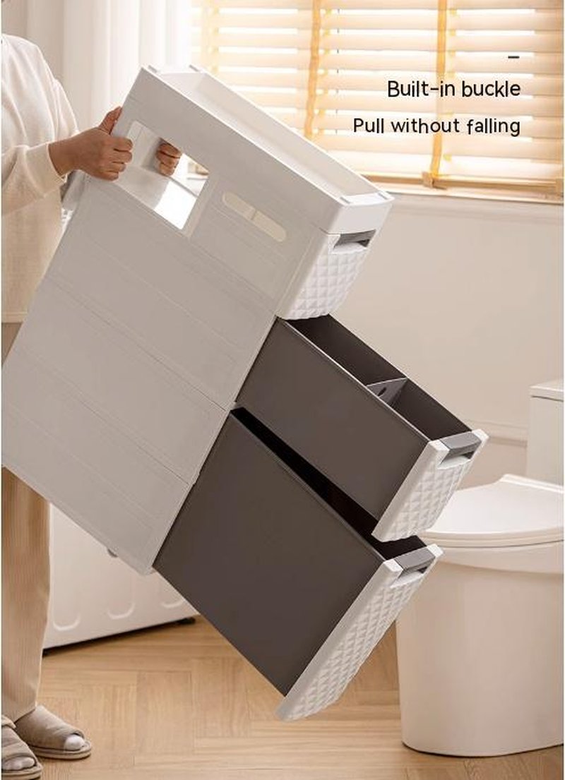 Plastic Multi-Layer Corner Toilet Storage Shelf Bathroom Organizer with Wheels