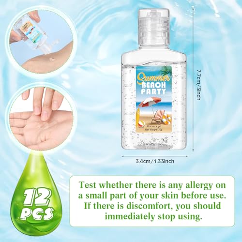 12 Pcs Mini Aloe Vera Gel Bulk for Christmas Wedding Party 1oz Soothing Moisture Aloe Gel Bulk Travel Size for Thank You Gifts Christmas Favors Wedding Party (Beach)