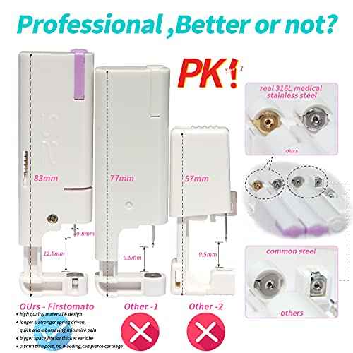 2PCS Disposable Ear Piercing Kit Ear Piercing Gun Self Use Ear Piercings Kit Cartilage Piercing Gun with Hypoallergenic Earrings(3mm Ball,24kt Gold)