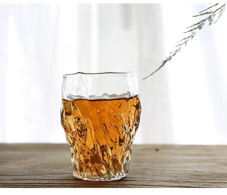 300ml Japanese Style Stump Cup Hammer Pattern Glass Drinkware