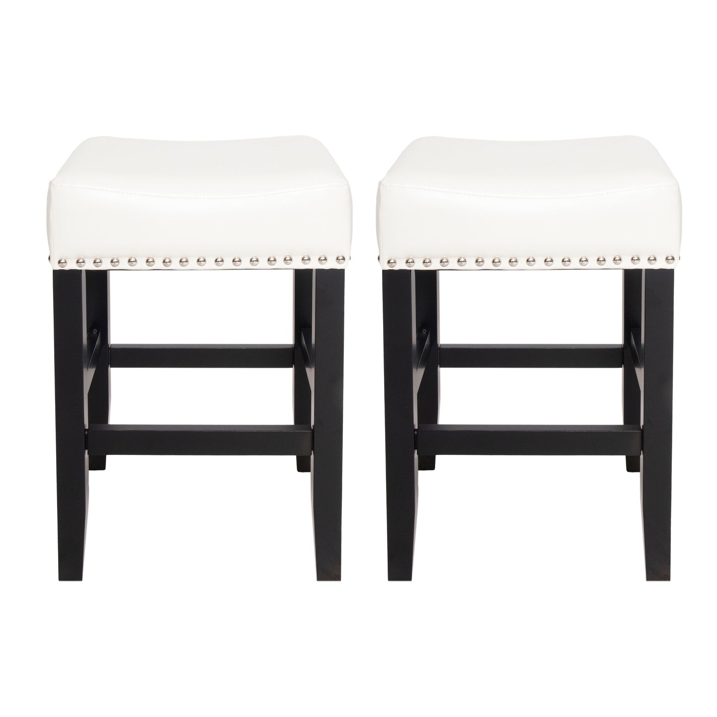 26-inch Backless Ivory Leather Counter Stool Set Of 2
