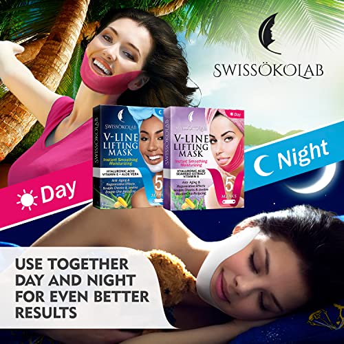 SWISS?KOLAB V shape lifting up Face Mask Chin Up Patch Double Chin Reducer Chin Contour Tightening Firming Face Lift Tape Mask V-Line Neck Lifting Patches V Shaped Slimming Face Mask 5 pcs
