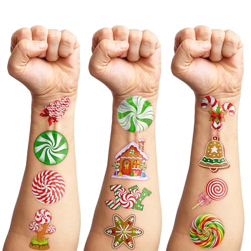 96 PCS Cute Candyland Candy Land Temporary Tattoos Theme First Birthday Party Decorations Favors Supplies Decor Kids Tattoo Stickers Gifts For Kids Boys Girls Prizes Carnival Christmas Xmas Hoiliday