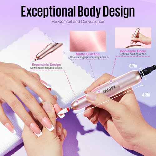MEFA 16 PCS Kit Electric Nail Drill with Bits & Dust Brush, 20000RPM Portable Professional Electric Nail File, Manicure Pedicure Nail Set Efile Nail Drill for Home Salon