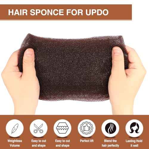 Hair Sponge for Updo & Volume Bumps Tool, Hair Filler for Thin Hair, Dark Brown Sponge for Updo with 100 Bobby Pins, 70 Inch, Salon Must-Have (Dark Brown)