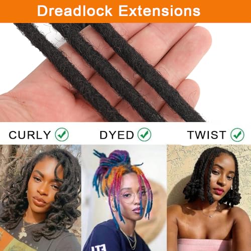 Dreadlock Extensions 0.4cm Thickness 10 Inch 60 Strands 100% Real Human Hair for Man/Women/Kids Full Handmade Permanent Loc Extensions Bundles Can Be Dyed Bleached Curled and Twisted (Soft Locs)