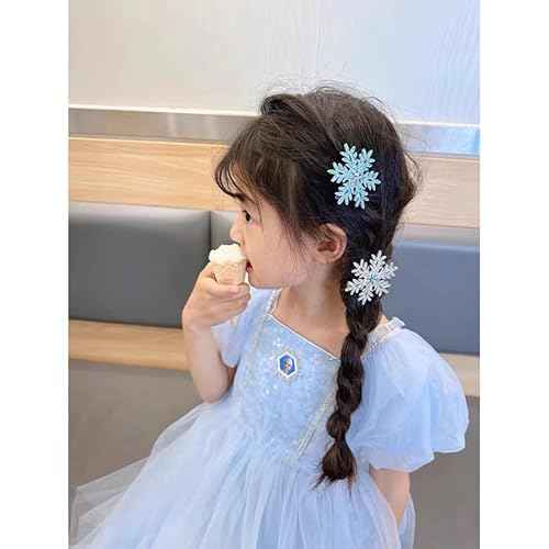 Princess Hair Accessories: Glittery Snowflake Barrettes, Bows, and Hairpins for Women and Girls - Christmas Party Gifts