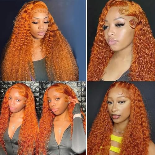 #350 Ginger Orange Jerry Curly Human Hair Bundles 3 Bundles Kinky Curly Hair Brazilian Virgin Human Hair Extensions Unprocessed Hair Bundles for Women 24 26 28 Inch