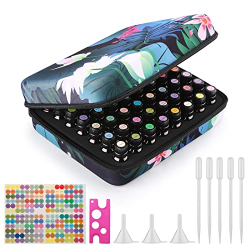 FITNATE Essential Oil Storage,Lotus 56 Bottles Essential Oil Case Shockproof, Waterproof and Durable, Holding 5/10/15 ml Bottles, Essential Oils Travel Case for Young Living Oils,Doterra Containers