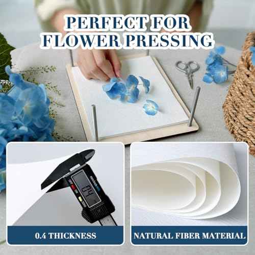 20 Sheets A4 Size Blotting Paper for Flower Press, Large Blotter Paper for Flower Press, Herbarium Paper Craft, Flower Press Paper, Working with Flower Pressing Kit for Adults (20), 20 white