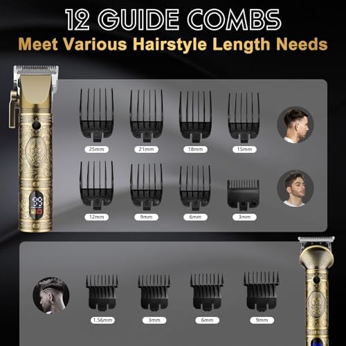 GSKY Hair Clippers for Men Professional, Cordless Clippers for Hair Cutting, Mens Hair Clippers and Trimmer Kit for Barber with LED Display