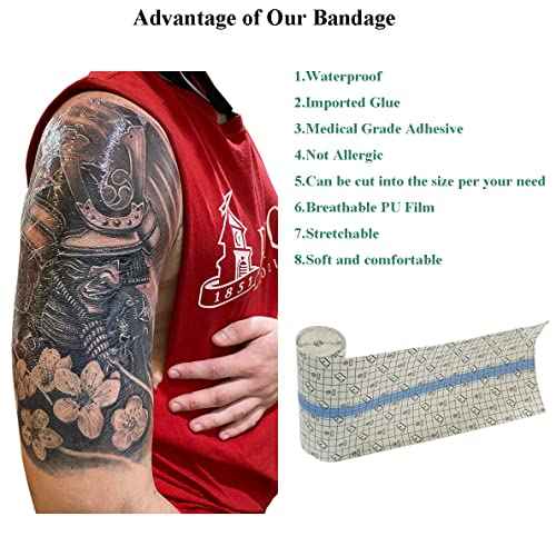 Waterproof Tattoo Aftercare Bandage Roll(6 in x11 yd),Tattoo Wound Healing Wrap,Clear Tattoo Film Dressing,Adhesive Patches for Tattoo Ink & Skin Protection,Tattoo Second Skin,Tattoo Cover Up Tape