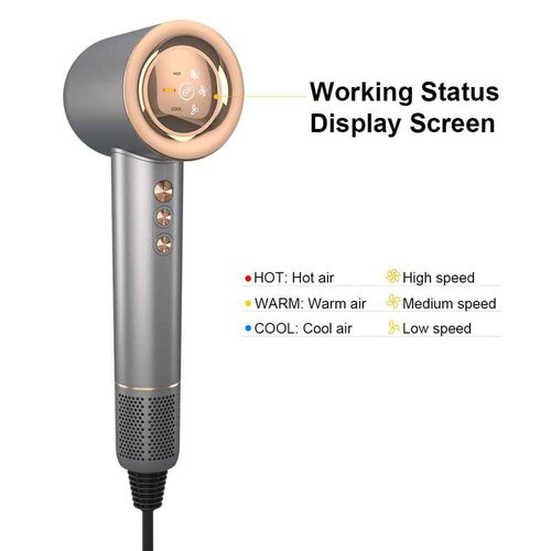 JINRI Hair Dryer, High-Speed Ionic Low Noise Blow Dryer with Brushless Motor for Fast Drying, Thermo-Control Quiet Compact Hair Blow Dryer with Magnetic Nozzle for Home Travel Salon
