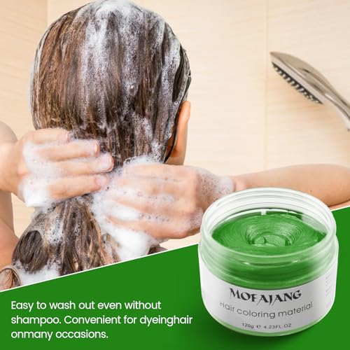 Green Temporary Hair Color Wax - SOVONCARE Washable Hair Dye for Men & Women, All-Day Hold Disposable Hair Styling Clays for Party, Cosplay & Daily 4.23 oz
