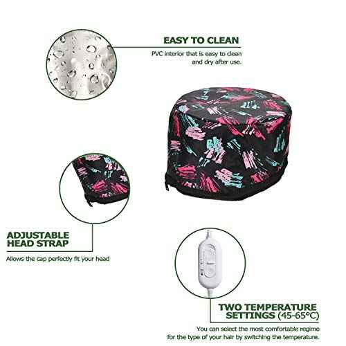 Alotlucky Hair Thermal Steamer Treatment SPA Cap Nourishing Care Hat with Adjustable Temperature Control,Moisturize and Nourish, Hair Care for Home Use(Black)