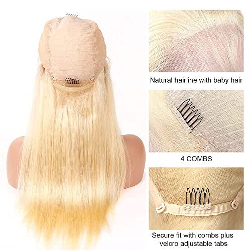 613 Lace Front Wig Human Hair 30Inch 613 HD Lace Frontal Wig 210% Density 13x4 Blonde Lace Front Wigs 12A Long Straight Human Hair Wig Glueless Wigs Pre Plucked with Baby Hair for Women