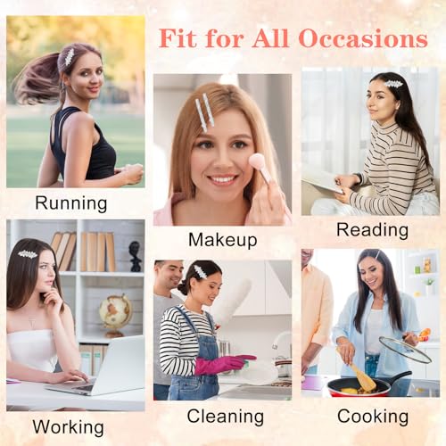 4Pcs Rhinestone Hair Clips for Women Sliver Pearl Flower Hair Barrettes Elegant Crystal Hairpins Bridal Hair Pins Wedding Hair Accessories for Bride Bridesmaid Party