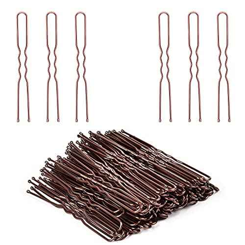 U Shaped Hair Pins, IKOCO 2.4inch Hair Pins for Women with Storage Box, Brown