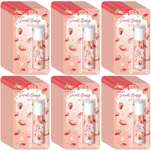 30 Pack Christmas Sweet Strawberry Baby Shower Games Prizes Party Gifts Bulk Lip Balms Favors for Winners Adults Guests Gender Reveal Favors Decorations Baby Shower Souvenirs Stocking Stuffers