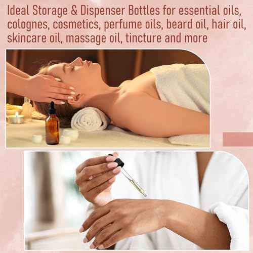 12 pcs, 1 oz Amber Dropper Bottles w/ 3 Stainless Steel Funnels & 1 Long Glass Dropper - 30ml Glass Bottles with Eye Droppers, Leakproof Essential Oils Bottle for Health, Personal Care & Beauty