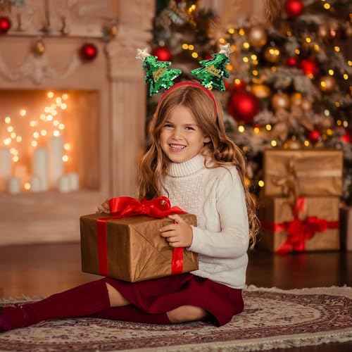 BELSITA 1Pcs Christmas Headbands for Kids Adults Christmas Hairbands Xmas Tree Head Hat Toppers for Christmas Holiday Party Hair Accessories Photos Booth Headdress Gift Supplies