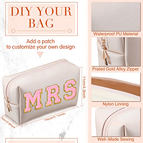 Sanwuta 9 Pcs Makeup Bags Bulk PU Double Zippers Cosmetic Bag Makeup Toiletry Pouch Portable Travel Organizers Case for Women Bridesmaid Party End of The Year Christmas Gift(Ivory White)