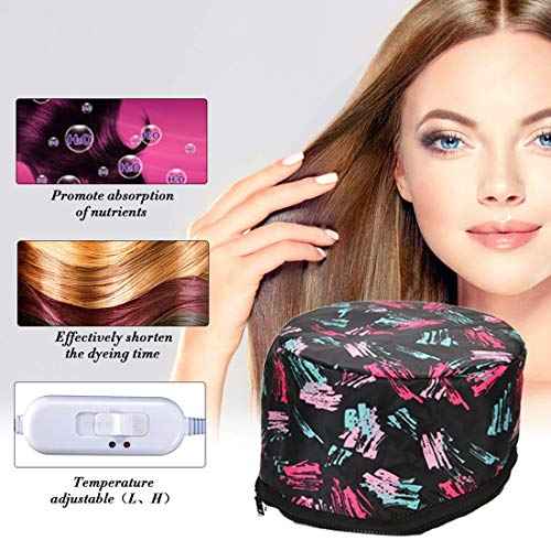 Alotlucky Hair Thermal Steamer Treatment SPA Cap Nourishing Care Hat with Adjustable Temperature Control,Moisturize and Nourish, Hair Care for Home Use(Black)