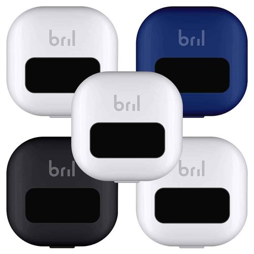 Bril UV-C Toothbrush Cleaner, Portable Brush Cover, Holder, and Travel Case for Any Size Toothbrush, White, Black, Navy (5 Pack)
