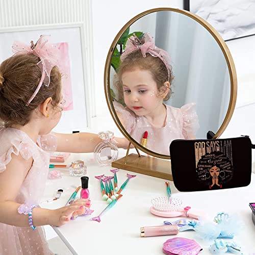 African American Makeup Bag for Purse God Says You are Unique Special Lovely Chosen Forgiven Afro Black Cosmetic Bags Inspirational Gift