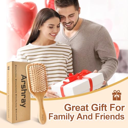 Natural Bamboo Bristles,Soft Bristle Cushion,Reduce Static Electricity,Hair Comb Teeth Round and Smooth,Promote Scalp Blood Circulation,Ergonomic Handle