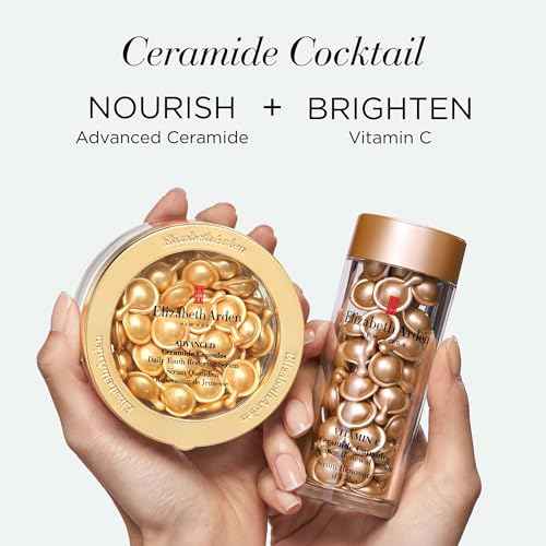 Elizabeth Arden Vitamin C Serum with Ceramides, Anti Aging Radiance Renewal Ceramide Serum, Brightens Skin, Minimizes Dark Spots, and Enhances Skin Tones, Fragrance Free, 60 Capsules, 0.95 oz