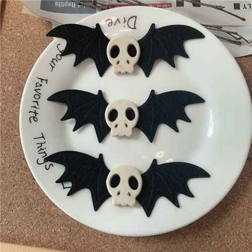 1pair Halloween Skull Bat Hair Clips Retro Hairpin with Punk Clips Novelty Hair Style Making (Bat Skull)