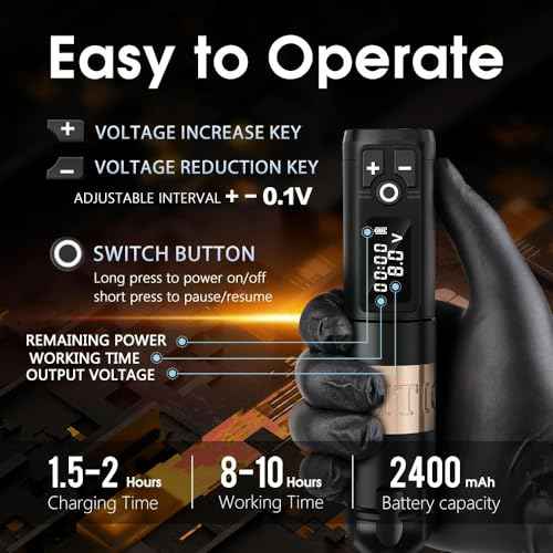 Ambition Soldier Tattoo Kit -Wireless Tattoo Machine Kit Complete with Extra 2400mAh Power 40pcs Cartridge Needles Bandage Gloves Ink Mixer Ink Cup Disposable Handle for Professional Tattoo Artists