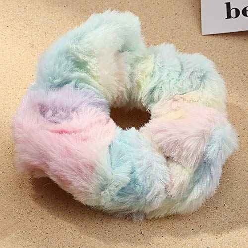 6 Pcs Leopard Towel Scrunchies for Hair Drying With Tie Dye and Solid Soft Microfiber - Thick Fuzzy Frizz Free Bobbles Ropes Traceless Ponytail Holder Cow Hair