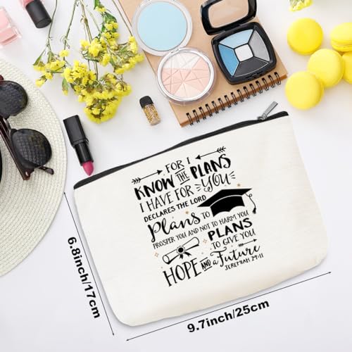 Inspirational Graduation Gifts Cosmetic Bag Makeup Bag Class of 2024 Christian Phd Graduation Gifts Bible Verse Congratulations Gift University College Masters Degree Graduation Gifts for Women Nurse