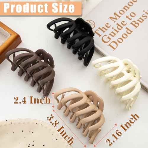 4 Pcs Octopus Claw Clips Octopus Hair Claw Clips for Women 3.8" Large Hair Claw Clip for Women Strong Grip Non-slip Jaw Clip for Thick,natural color