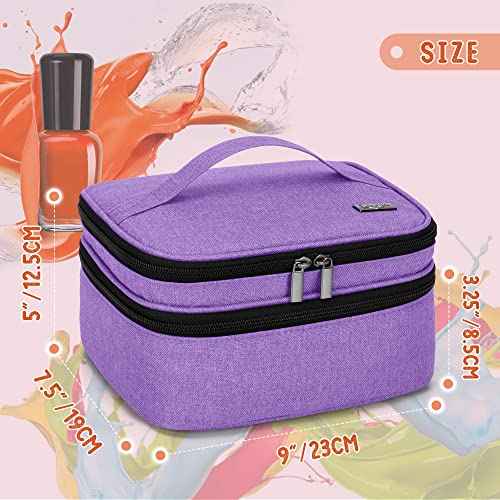 LUXJA Nail Polish Carrying Case - Holds 30 Bottles (15ml - 0.5 fl.oz), Double-layer Organizer for Nail Polish and Manicure Set, Purple (Bag Only)
