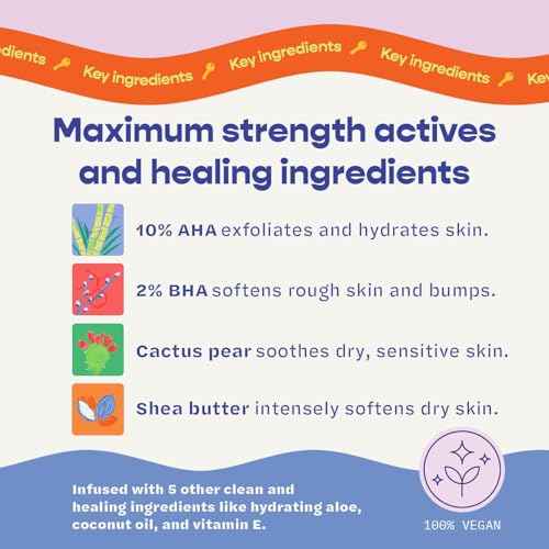 The Slip'stick Glycolic Acid Exfoliating Body Lotion Stick for Strawberry Legs, Bumps on Arms and Dry Rough Skin. KP Treatment with 10% AHA, 2% BHA, Shea Butter and Coconut Oil 3 OZ